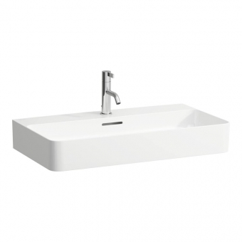 Praustuvas Laufen VAL 750x420x115 mm, šlifuota apačia, su 1 anga maišytuvui viduryje, spalva - balta LCC (LAUFEN Clean Coat) 